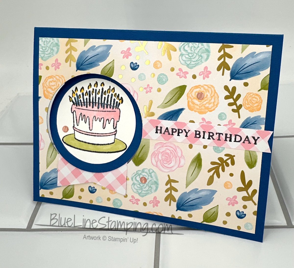 Banner Window Card - Blue Line Stamping